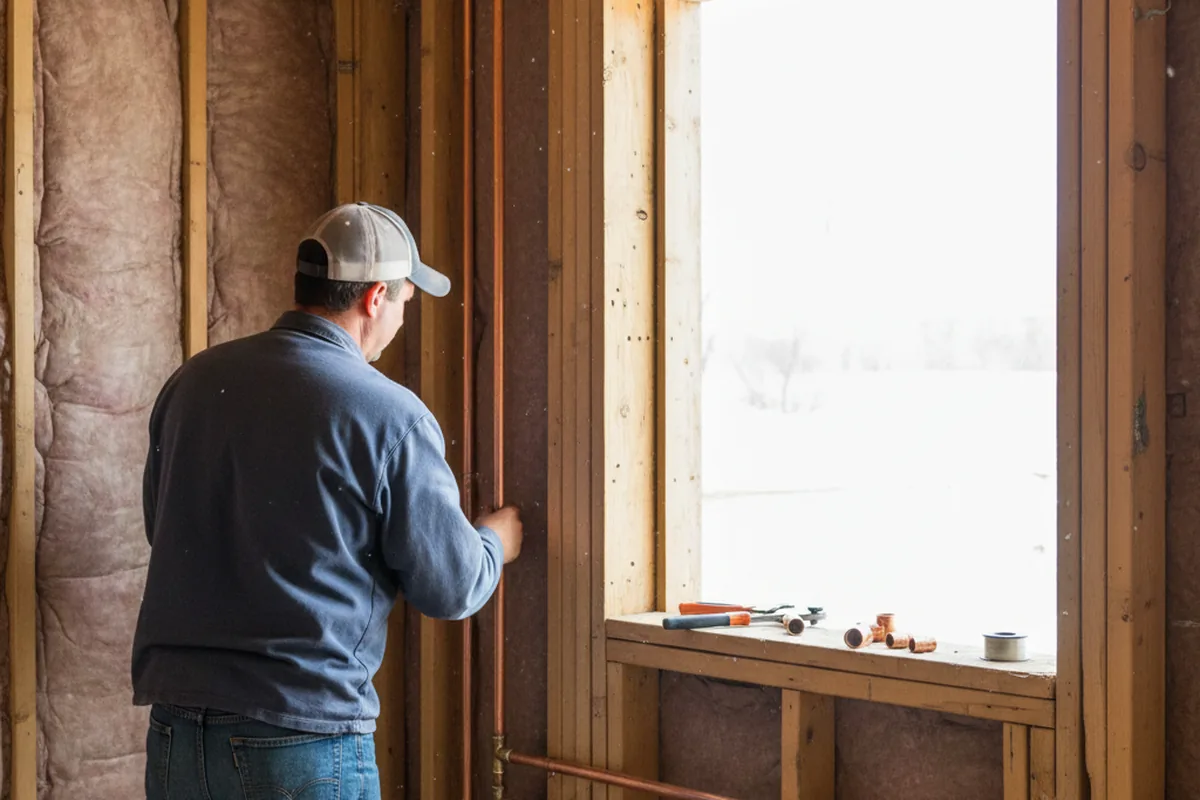 Licensed plumber running new copper supply lines in a Kendleton home