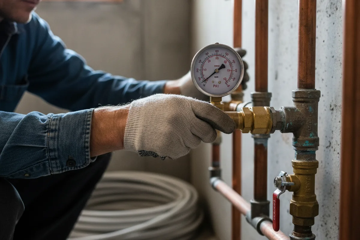 Pressure testing a repaired line during Water Line Repair in Kendleton